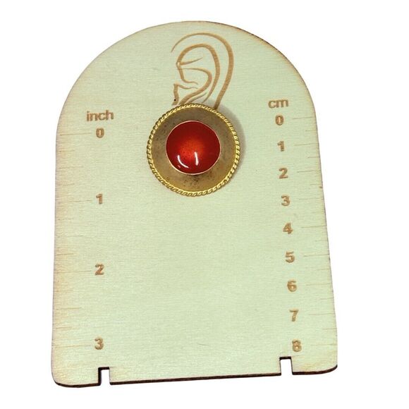 Gold-Tone Button Clip On Earrings 1" Statement Glass Jewelry, Unique - Picture 9 of 11